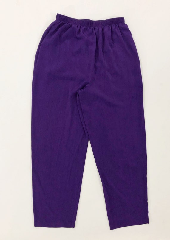 VTG 90s Purple Elastic Waist Silky Relaxed Straig… - image 4