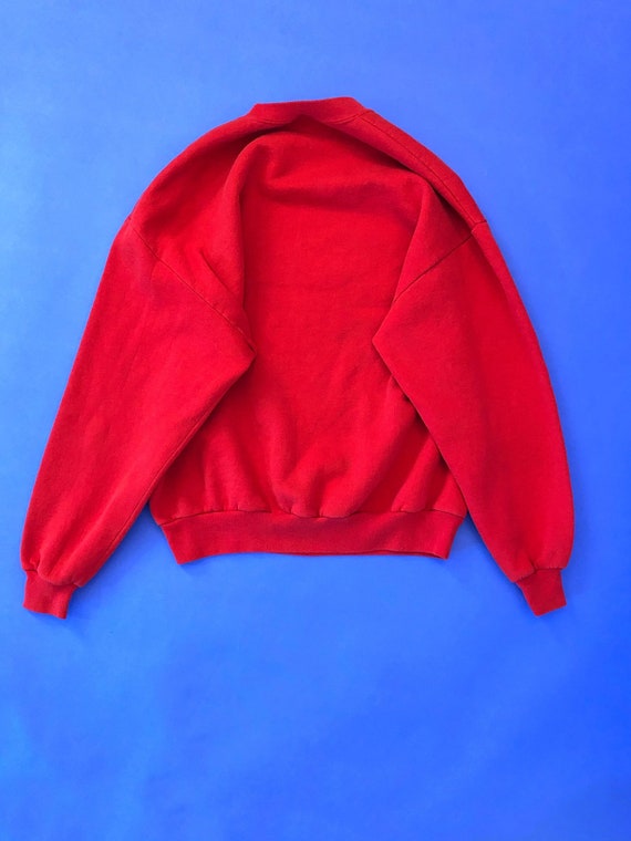 VTG 80s Jerzees Red Crew Neck Pullover Solid Plai… - image 5