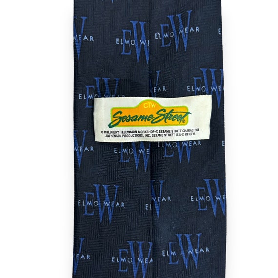 VTG 90s Sesame Street Elmo Wear Navy Polyester Ti… - image 2