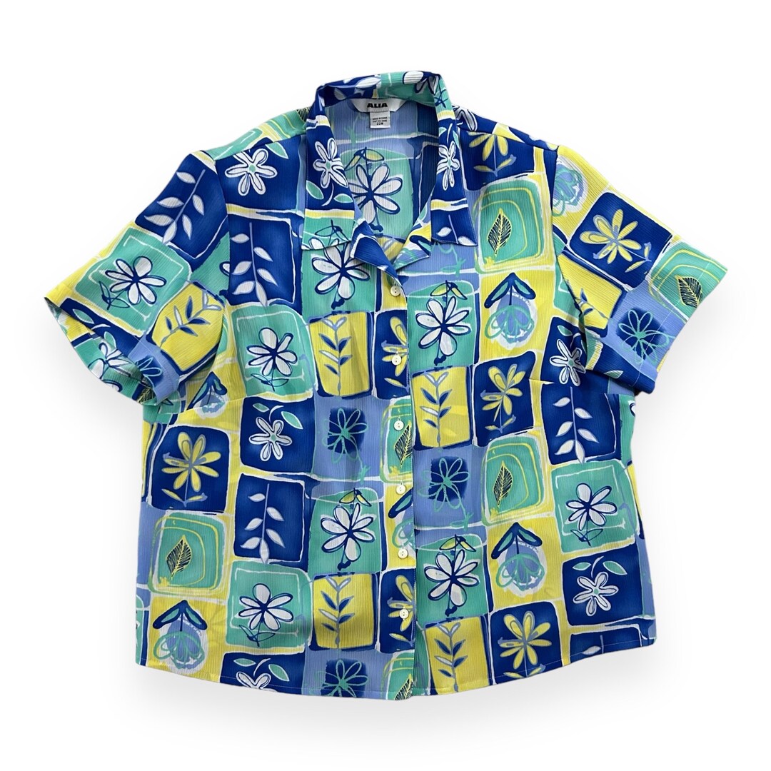 y2k-plus-size-bright-floral-print-short-sleeve-button-down-blouse-top