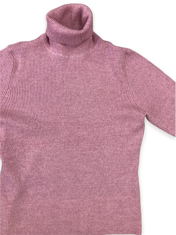 VTG 90s Pink Metallic Ribbed Knit Long Sleeve Cro… - image 2