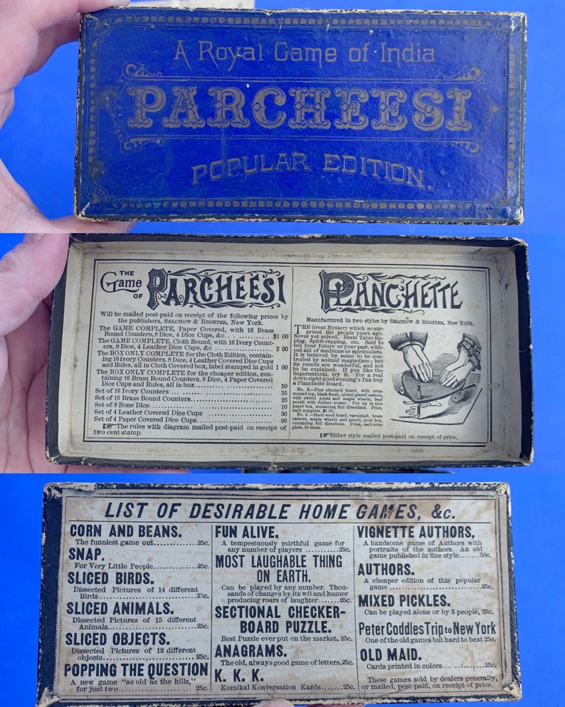 VTG 1890 Parcheesi Game 5 bone dice /& 13 brass chips Vintage 80\u2019s 1980\u2019s