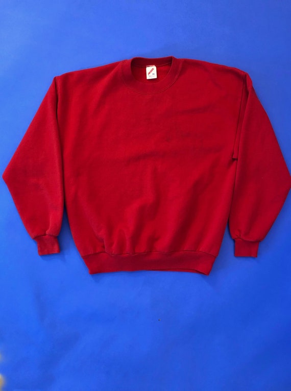 VTG 80s Jerzees Red Crew Neck Pullover Solid Plai… - image 2