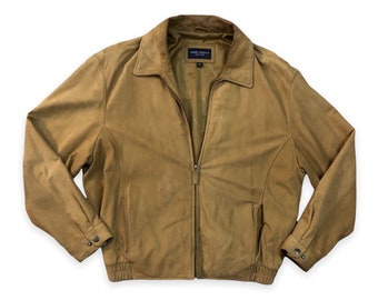 Y2K Mens Camel Suede Collared Zip up 