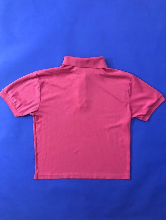 VTG 90s Hot Bubblegum Pink Polo Shirt Short Sleev… - image 4