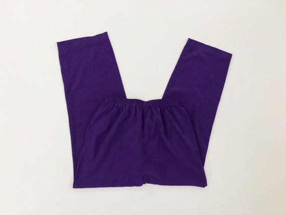 VTG 90s Purple Elastic Waist Silky Relaxed Straig… - image 1