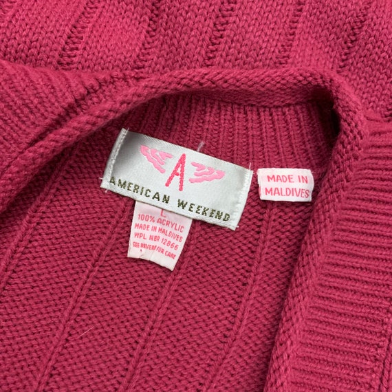 VTG 90s Dark Pink Acrylic Knit Sweater Vest Vinta… - image 4