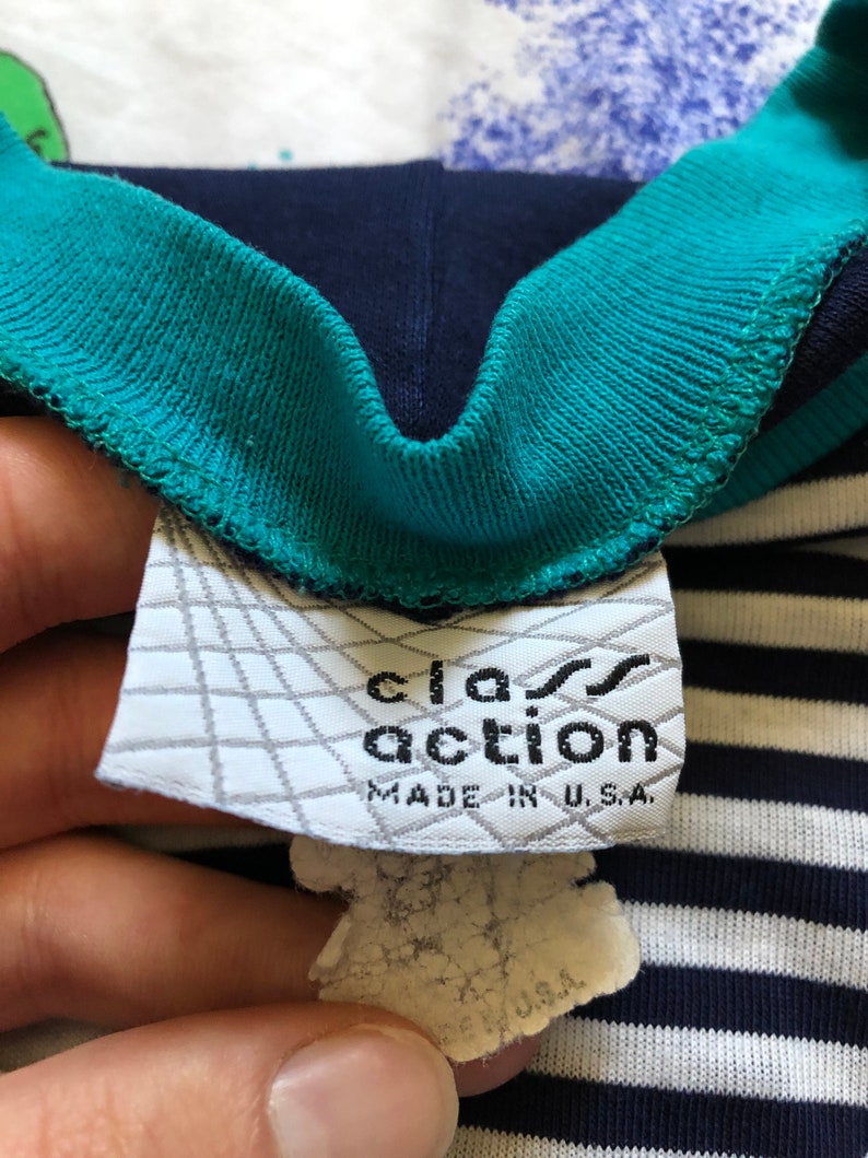 80s Shades Of Blue Striped Sweatshirt Large Blue White Teal Crew Neck Pullover Nautical Style Retro Hipster 1980s Large L