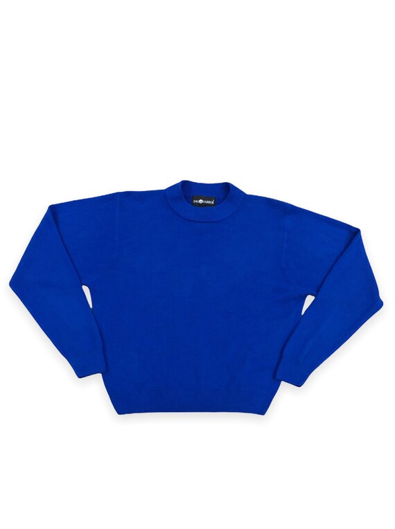 VTG 90s Blue Super Soft Acrylic Knit Semi Cropped… - image 2