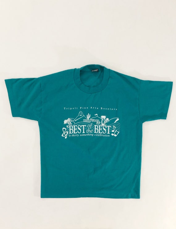 VTG 90s Tripoli Fine Arts Boosters Teal Graphic T… - image 2