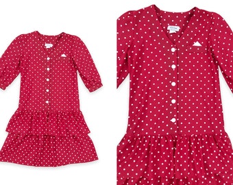 VTG 70s Mod Polka Dot Scooter Dress Half Puff Sleeve Button Down Dress 1970s Vintage Small S