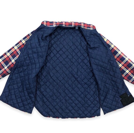 VTG 80s Plaid Flannel Shirt Jacket Quilted Lining But… Gem