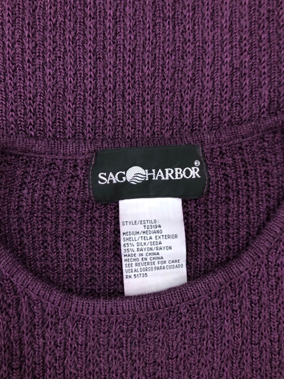VTG 90s Purple Knit Short Sleeve Semi Cropped Swe… - image 4