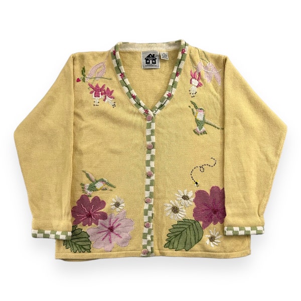 Vintage Floral Hummingbird Cardigan (S/M)