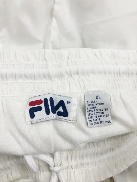 VTG 90s Fila White Nylon Ankle Zip Joggers Pants Elastic Waist Drawstring  1990s Vintage Mens Medium Womens Large 