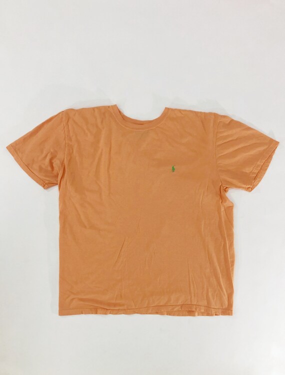 VTG 90s Polo Ralph Lauren Peach Solid Short Sleev… - image 2