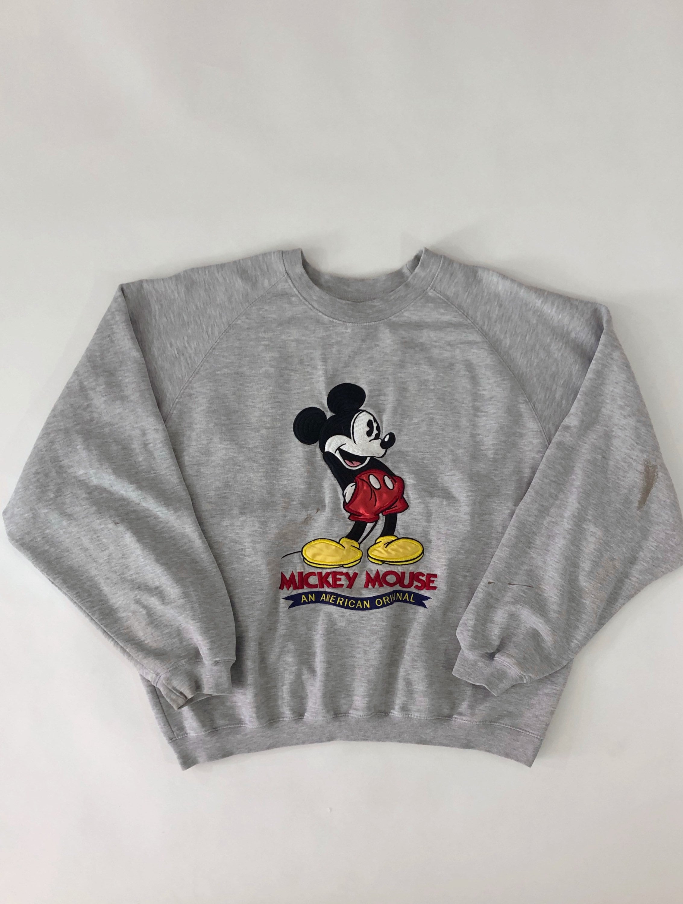 Y2K Mickey Mouse an American Original Gray Pullover Crew Neck - Etsy UK