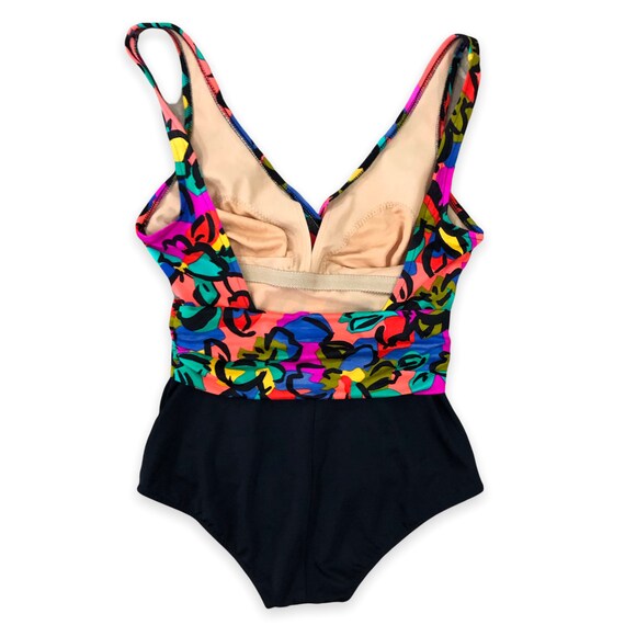 VTG 90s Catalina Neon Abstract Floral One Piece S… - image 3