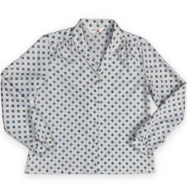 Eggshell notched collar button blouse ... M