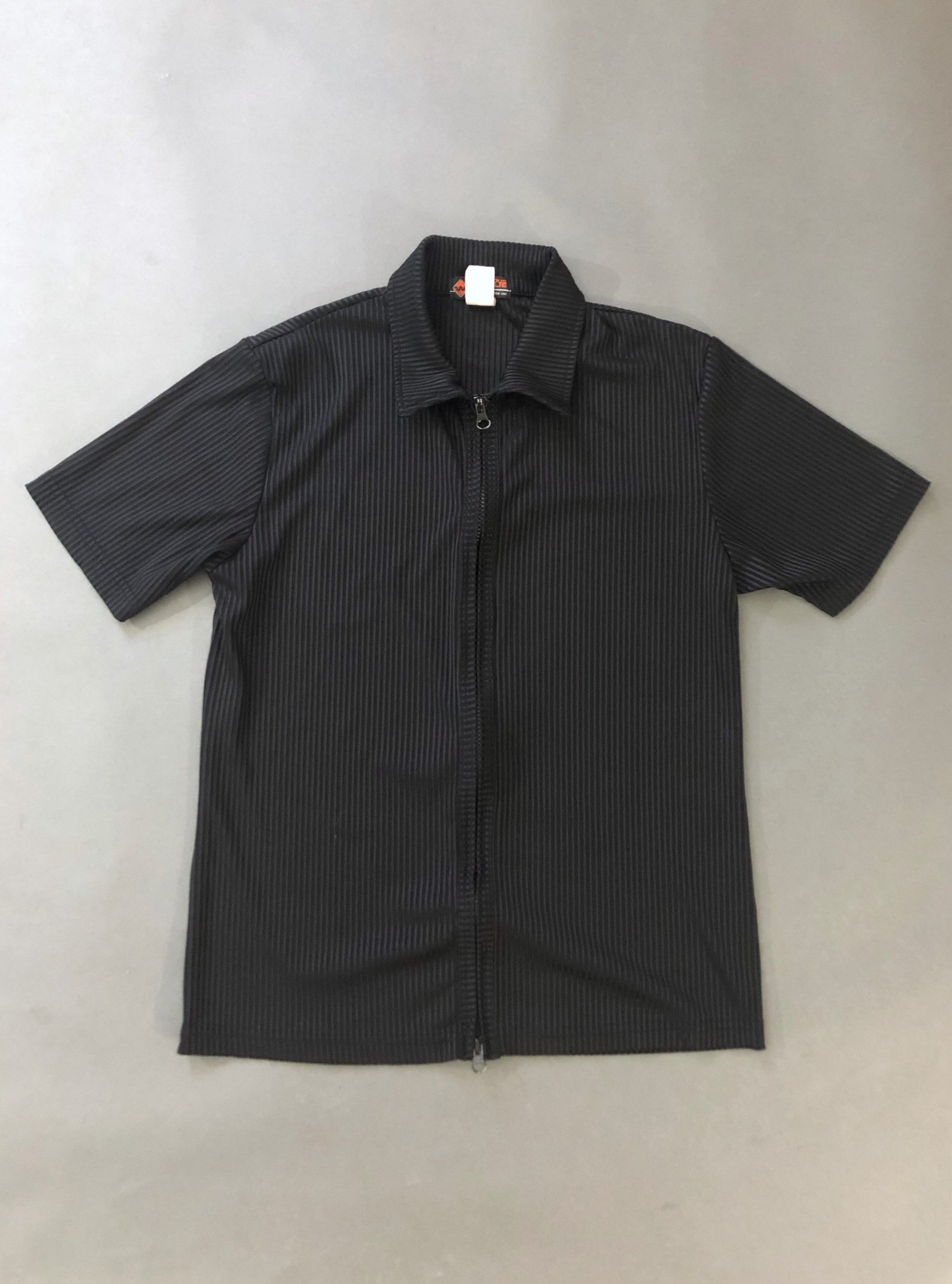 VTG 80s Black Ribbed Zip Up Collared Shirt Short Sleeve 1980s | Etsy