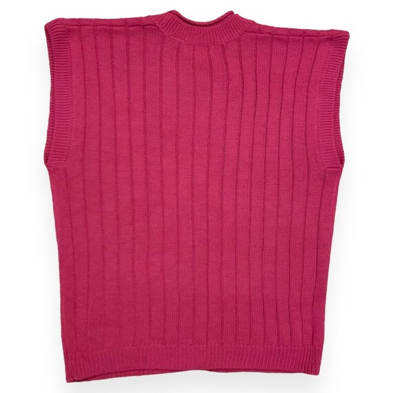 VTG 90s Dark Pink Acrylic Knit Sweater Vest Vinta… - image 3