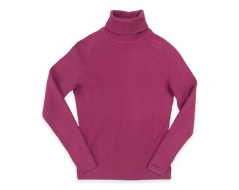 Y2K Vintage Pink Tommy Hilfiger Ribbed Knit Turtleneck Sweater Medium M