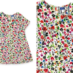 VTG 90s Plus Size Bright Rainbow Floral Short Sleeve Babydoll Dress 1990s Vintage Vicki Wayne XXXL 3X