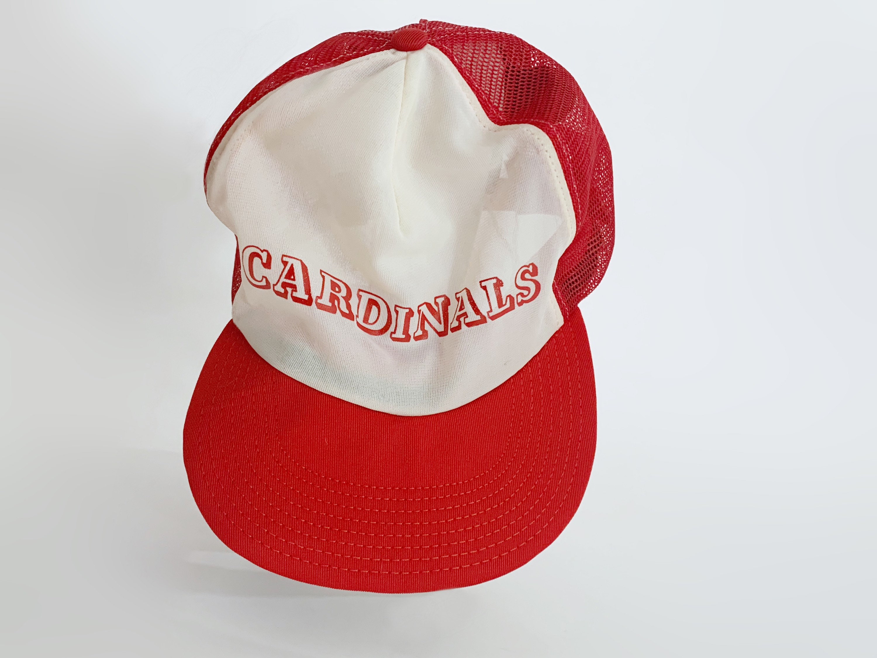St. Louis Cardinal Red Baseball Cap Hat Red & White Bill Embroidered  Lettering