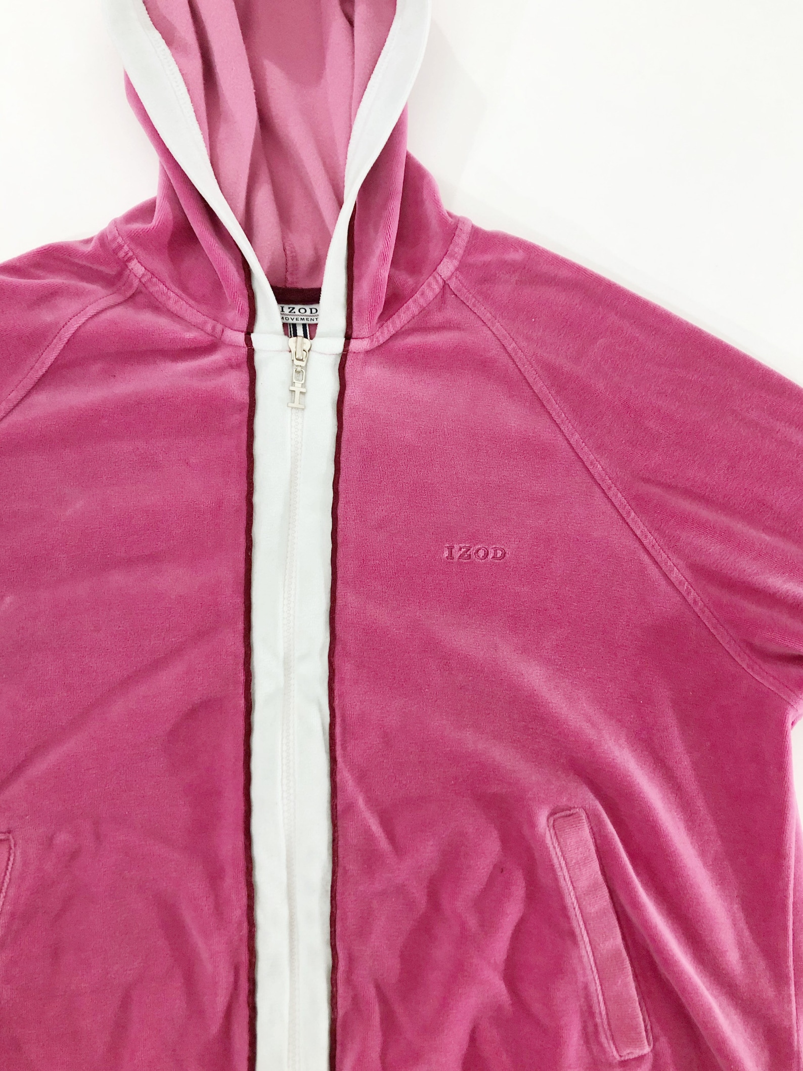 Y2K Pink Velour Track Jacket Zip Up White Black Striped Hooded | Etsy
