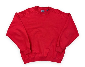 VTG 90s GAP Unisex Plain Red Pullover Crew Neck Sweatshirt Vintage 1990s Small S