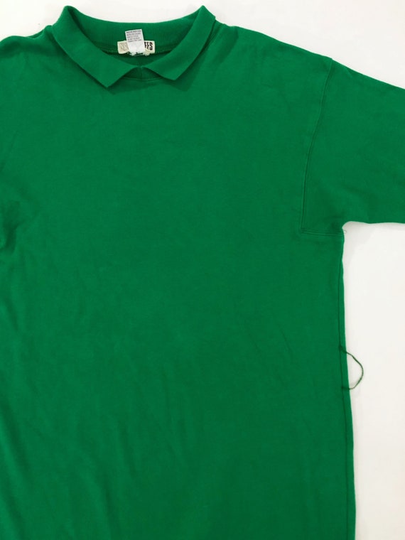 VTG 80s Green Collared Sweatshirt Midi Dress Long… - image 3