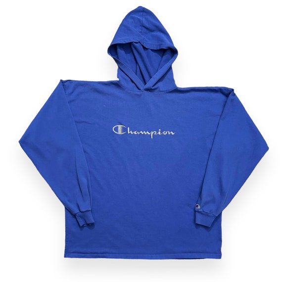 VTG 90s Men's Champion Plus Size Blue Lightweight Hoodie