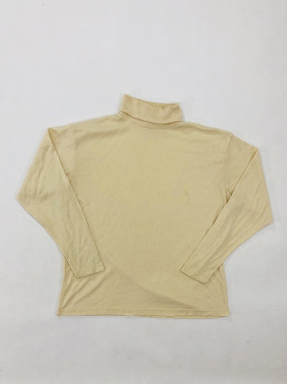 VTG 90s Butter Yellow Turtleneck Sweater Long Sle… - image 2