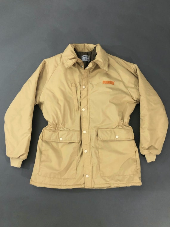 VTG 60s Camel Swingster Workwear Puffer Coat Draw… - image 2