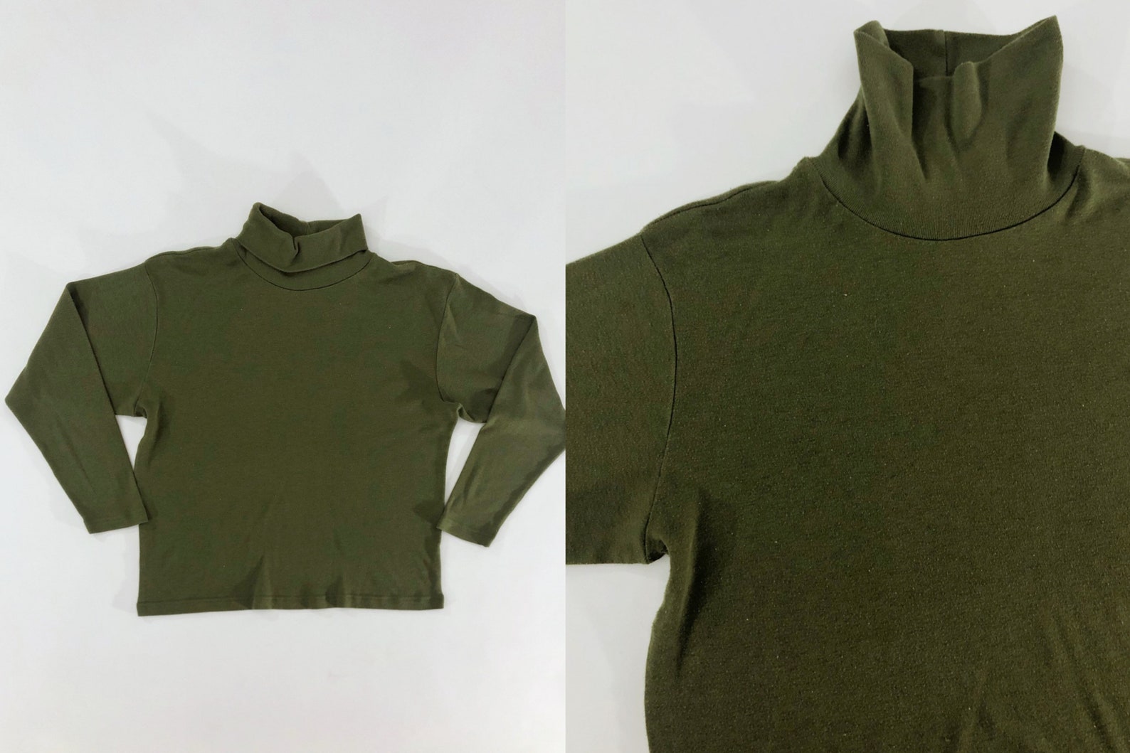 Y2K Moss Green Long Sleeve Turtleneck Sweater Christopher & | Etsy