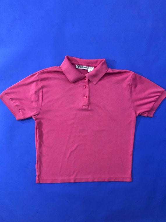 VTG 90s Hot Bubblegum Pink Polo Shirt Short Sleev… - image 2