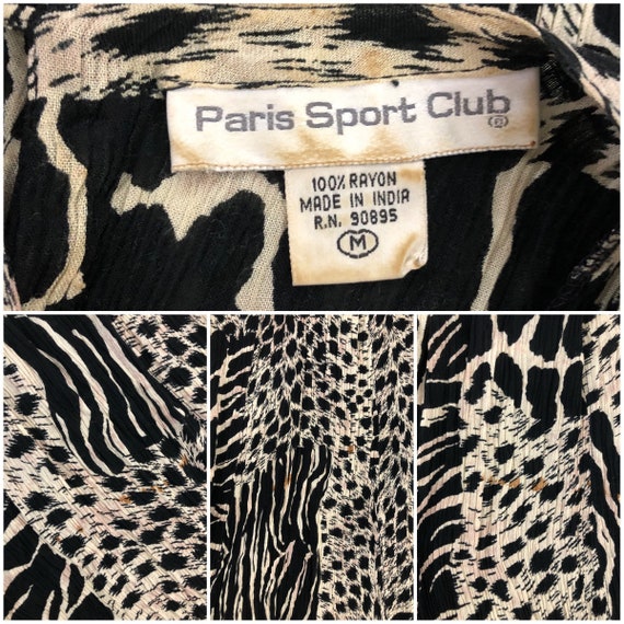 VTG 90s Paris Sport Club Mixed Animal Print Sleev… - image 5