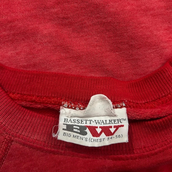 VTG 80s Thrashed Heart Patchwork Red Raglan Sleev… - image 6