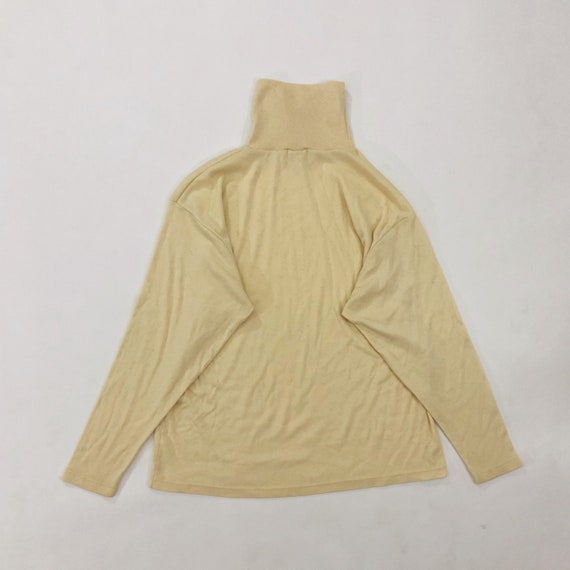 VTG 90s Butter Yellow Turtleneck Sweater Long Sle… - image 4