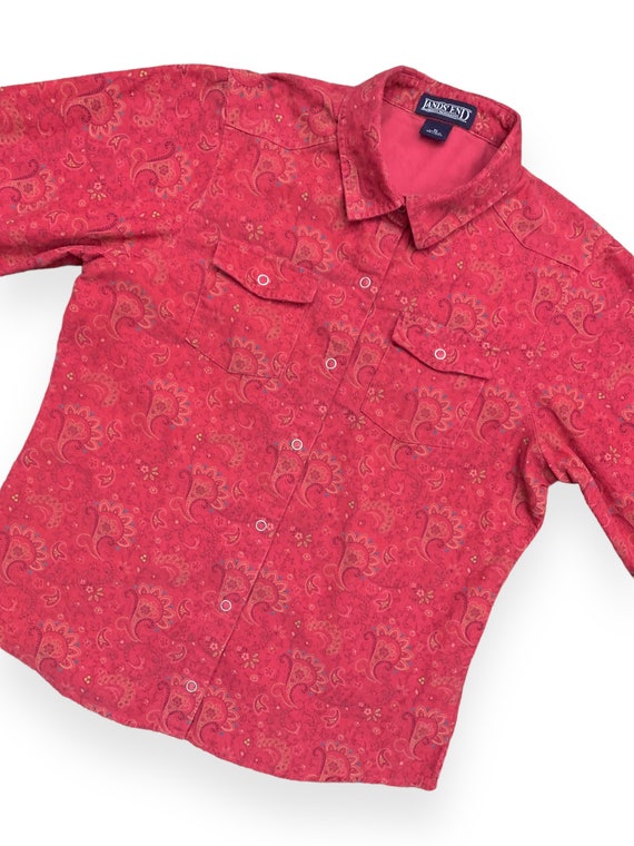 Y2K Lands End Faded Red Boho Paisley Print Long S… - image 2
