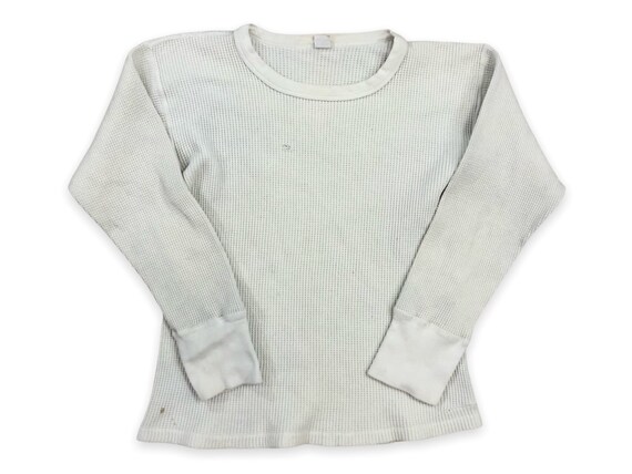 VTG 80s White Distressed Long Sleeve 