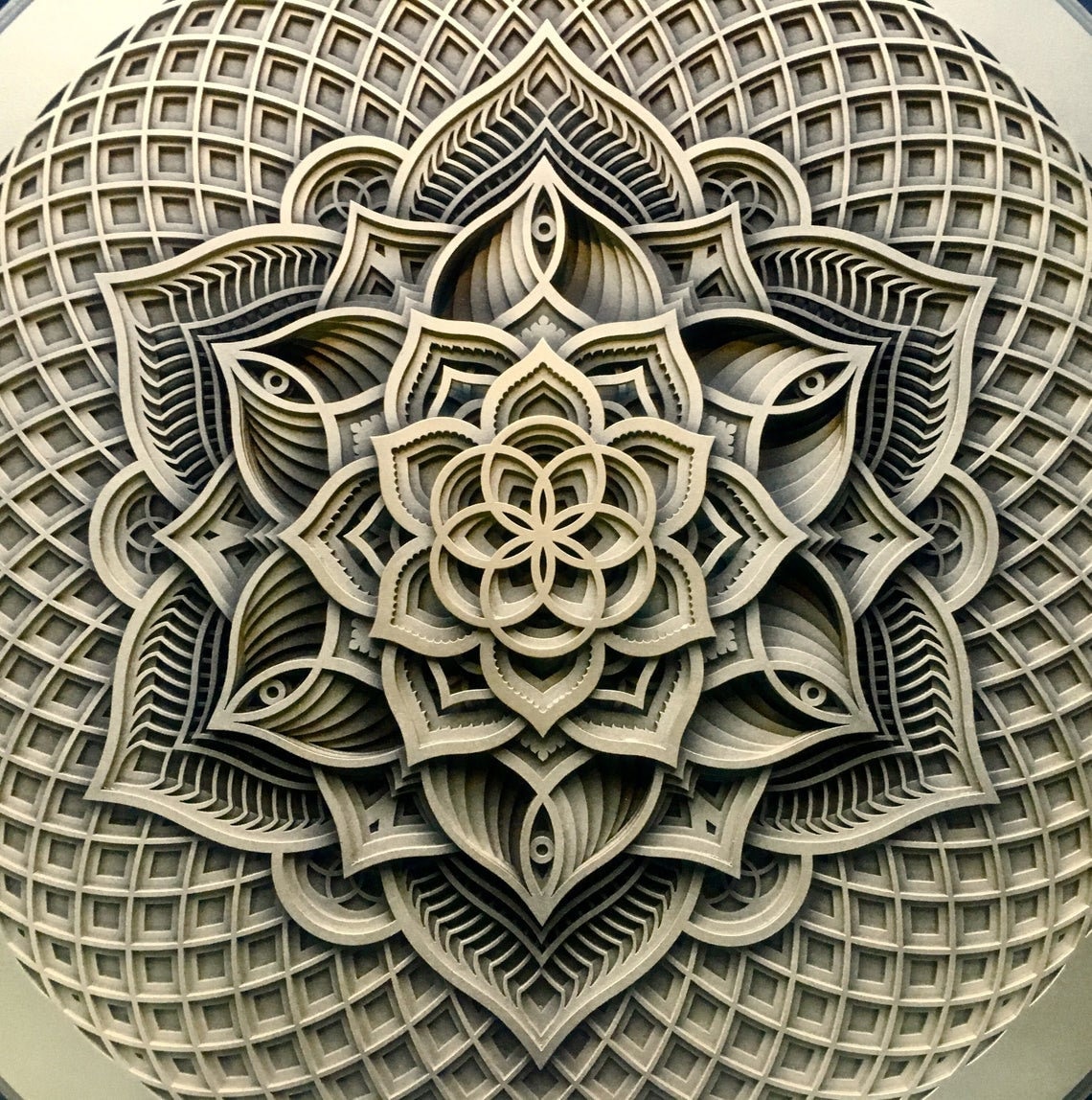Sacred Geometry Wall Art Decor Wooden Mandala Laser Artwork Etsy