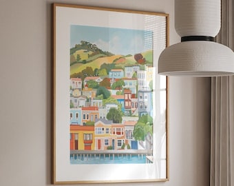 San Francisco Sausalito Landscape - San Francisco Travel Print - California Decor - San Francisco Wall Art - Housewarming Gift
