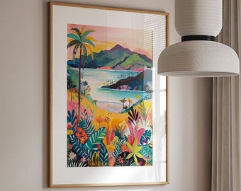 Big Island Hawaii Travel Wall Art - The Big Island Poster - Travel Poster - Tropical Hawaii Wall Decor - Housewarming Gift #D