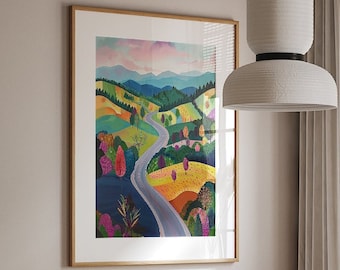 Blue Ridge Parkway Travel Poster - North Carolina Decor - Scenic Road Art Print - Hikers Wall Art - Housewarming Gift