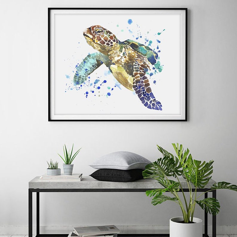 Sea Turtle Watercolor Art Prints Sea Turtle Art Print | Etsy
