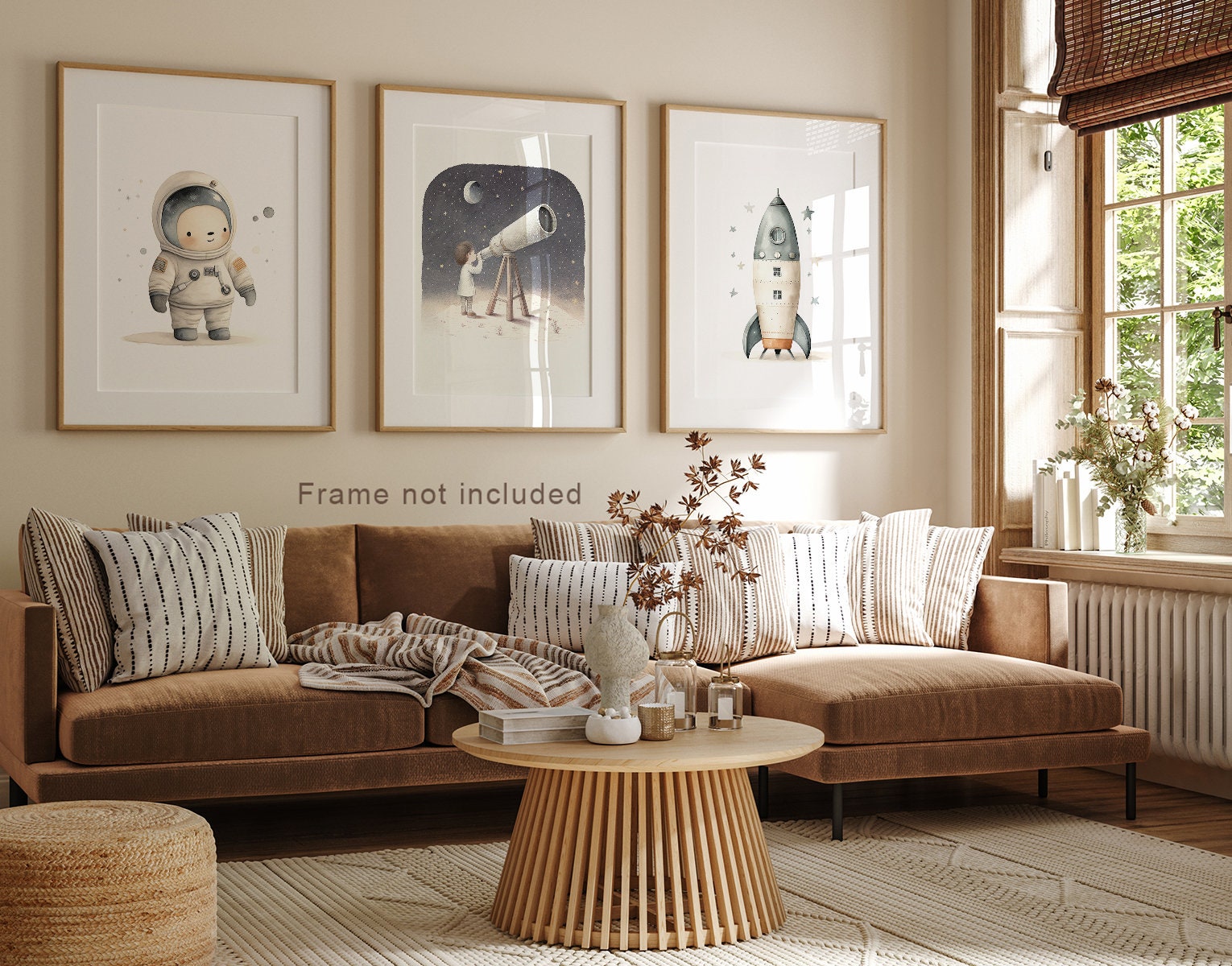 Set of 3 Nursery Space Wall Art -astronaut Kid Decor - Outerspace Art ...