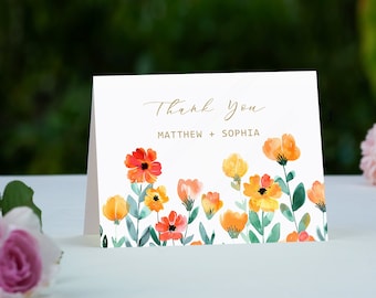Personalisierte gefaltete Dankeskarte mit Umschlägen - Hochzeit & Babyparty Dankeskarte - innen leer - Premiumqualität
