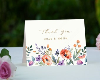 Personalisierte gefaltete Dankeskarte mit Umschlägen – Dankeskarte für Hochzeit und Babyparty – innen leer – Premium-Qualität