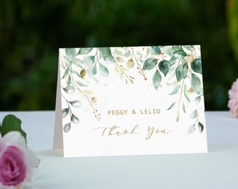 Carte de remerciement pliée personnalisée avec enveloppes - Carte de remerciement pour mariage et baby shower - Intérieur vierge - Qualité supérieure